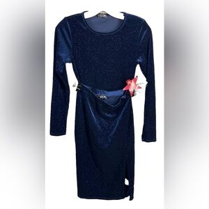 Paperoc Glittery Set Skirt and Cropped Long Sleeves Top Sz S Party  Blue Swiftie